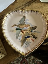 Hw2 Vintage Liverpool Road Pottery Heart Shape Trinket Dish Male Female Pheasant