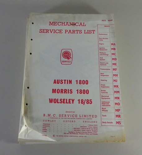 Spare parts list bmc austin - list, /