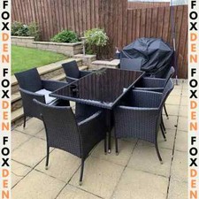 Large Rattan Dining Table and Chairs Set 6 Seater Patio Garden Furniture Seating