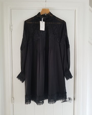 Ted Baker Anneah High Neck Lace Tunic Mini Dress TB 4 UK 14 Black BNWT
