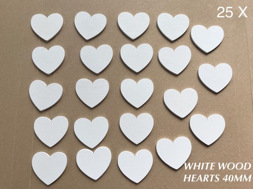White wooden heart shapes - white,