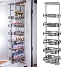 6 Tier Pull Out Soft Closing Larder Kitchen Food Pantry Cupboard Adjustable Unit