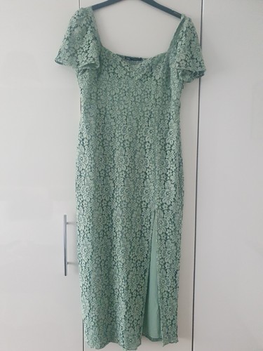 Zara sage green lace dress - green,