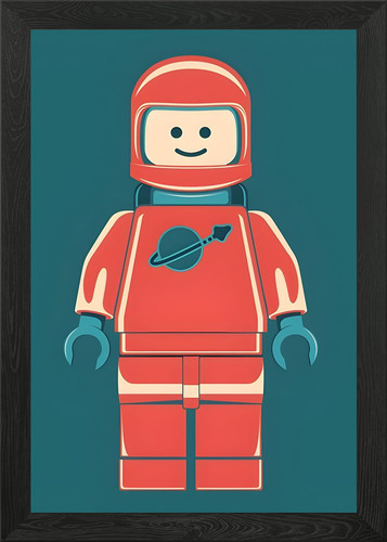 Retro lego astronaut framed - astronaut,