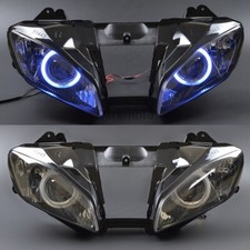 HID Projector Headlight Blue Angel Eye High Low Beam For Yamaha YZF R6 2008-2015