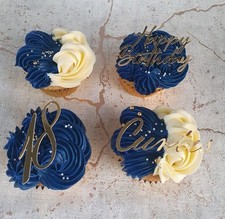 6 Personalise Happy Birthday , Age And Name Cupcake Toppers ,2 Of Each