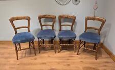 4 Antique Victorian Balloon Back Walnut Mahogany Dining Chairs Upholstered