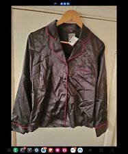 La Senza Womens Satin Piped PJ in Dazzling Black (Brand New)