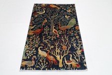 Traditional Birds Blue 3x5 ft  Area Rug Afghan  Hand Knotted Wool oriental Rug