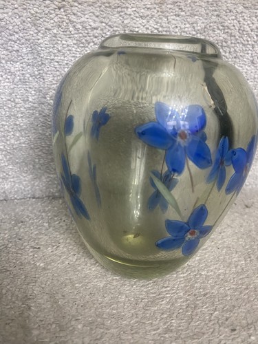 Vintage clear glass vase with - glass,