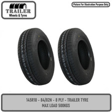 Trailer Tyre 145R10 84/82N 8 Ply 500kgs - Suit 10 inch Rim x 2