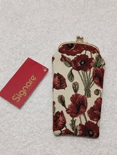 Signare Tapestry  Design Poppy Glass Pouch Bag  With A Touch Of Gold Colour