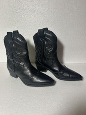 Western style Cowboy Boots Black size UK 4 eu 37 Stradivarius line dancing boots