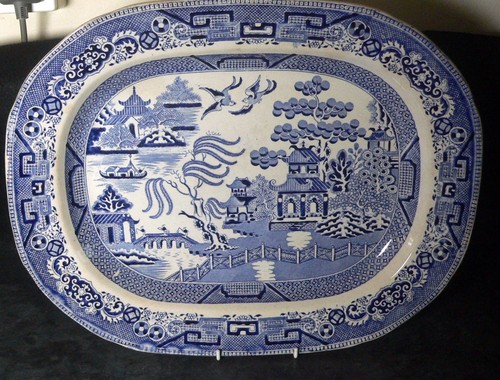 Antique willow pattern platter - pattern,