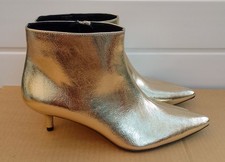 ZARA SIZE 4 GOLD METALLIC ANKLE BOOTS.  GUW 112125B340