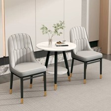 2/4/6X Dining Chairs Faux leather Padded Seat Metal Legs Kitchen Home Stools