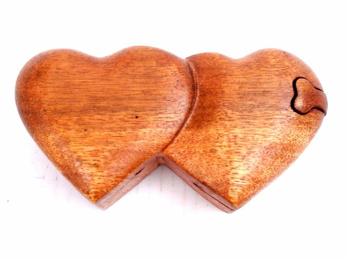 Heart trinket wooden box - wooden,