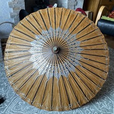 Vintage 80’s Handmade Paper Bamboo Thai Asian Umbrella Parasol From Thailand 