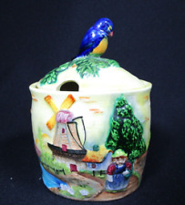 Lovely Vintage Marutomo Ware Japan Preserve Pot Windmill & Water Design