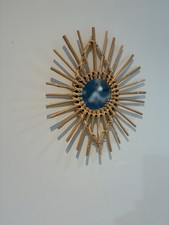 Vintage Retro Style Round Wicker  Mirror Boho