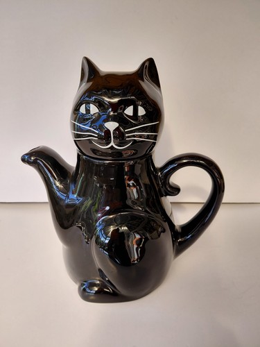 Vintage black cat teapot - vintage,
