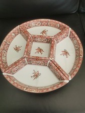 JAPANESE IMARI 5 SECTION CERAMIC PORCELAIN LAZY SUSAN CAROUSEL ASAIN