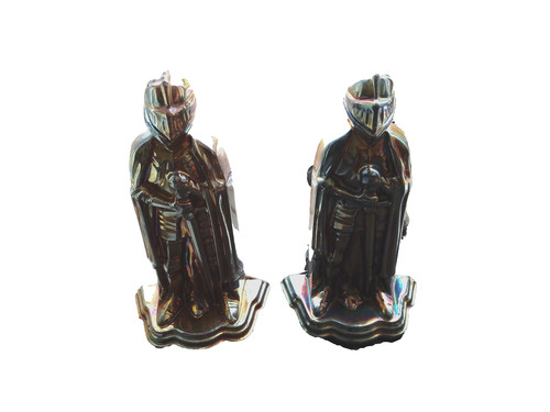 Pair vintage cast iron knight - iron,