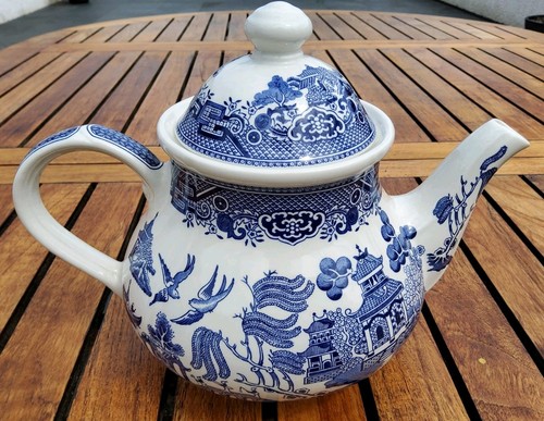 Churchill blue white teapot - &,