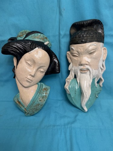 Vintage chalkware wall plaques - wall,