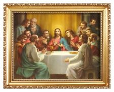 THE LAST SUPPER JESUS AND THE 12 DISCIPLES CHRISTIAN GOLD FRAMED PRINT / PICTURE