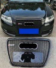 RS6 Style Black Front Bumper Honeycomb Grille for Audi A6 C6 2005-2011