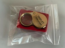 30 x 21mm Triplet Glass Jeweller Loupe Eye Magnifying No Box,Gold Colour UK Sell