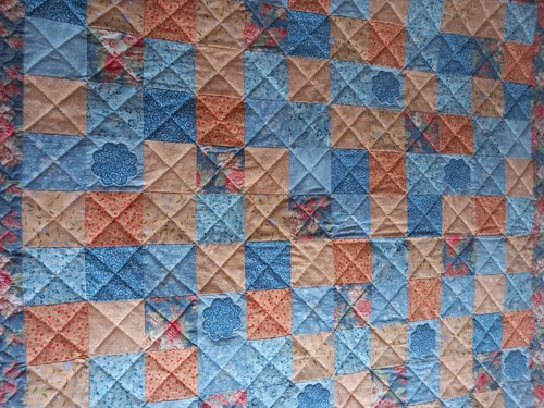 Apricot and blue patchwork