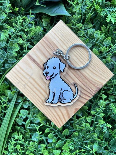 Bedlington terrier dog keyring - terrier,