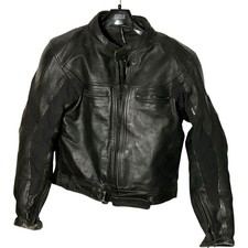 Frank Thomas UK46 Leather Biker Jacket Black Armour Made with Kevlar Retro