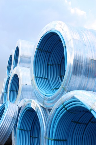 Blue mdpe water pipe yellow - water, pipe.