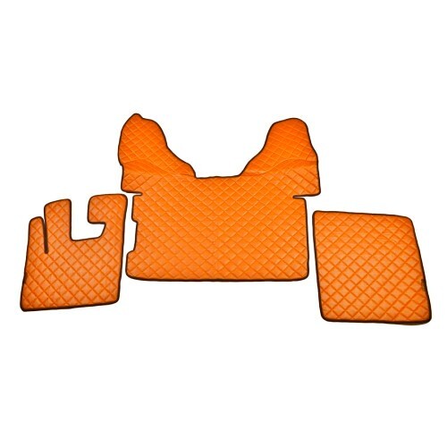 Orange eco leather floor mats - eco-leather,