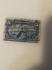 Freemont On Rocky Mountain 5 Cent #288 Green Stamp Used  Year 1898