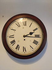 Antique 12” Dial Fusee Mahogany Wall School, Railway Clock (WO)