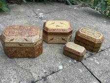 19th century India Lacquerware Hand Painted 4 in 1 tea caddy Wooden Boxes ?