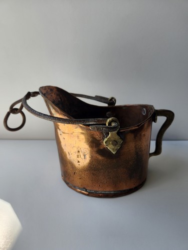 Antique copper coal scuttle - coal,