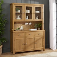 Cotswold Rustic Smoked Oak Large Glazed Dresser - SLIGHT SECONDS -RC26-RC35-F378