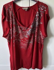 Joe Browns Sacred Spirit burgundy top with sequins 24 New