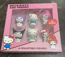 New 6 Sanrio Hello Kitty And Friends 3D Collectible Erasers set Kuromi My Melody