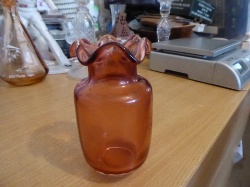 Cranberry glass vase - cranberry,