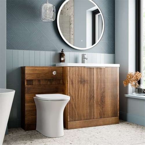 Fluted walnut woodgrain back - walnut,