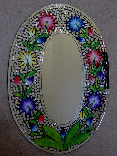 Hand crafted mosaic - hand, mirror