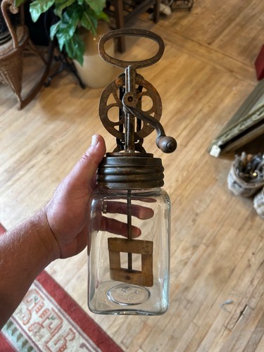Antique butter churn 1qt jar - antique,