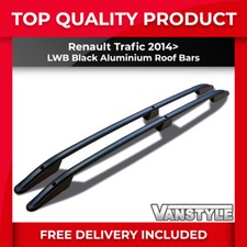 FITS RENAULT TRAFIC 14> LWB BLACK ALUMINIUM ROOF BARS RAILS RACK VAN NO DRILL