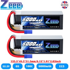 2x Zeee 6S LiPo Battery 22.2V 6000mAh 100C EC5 Plug for RC Car Truck Airplane